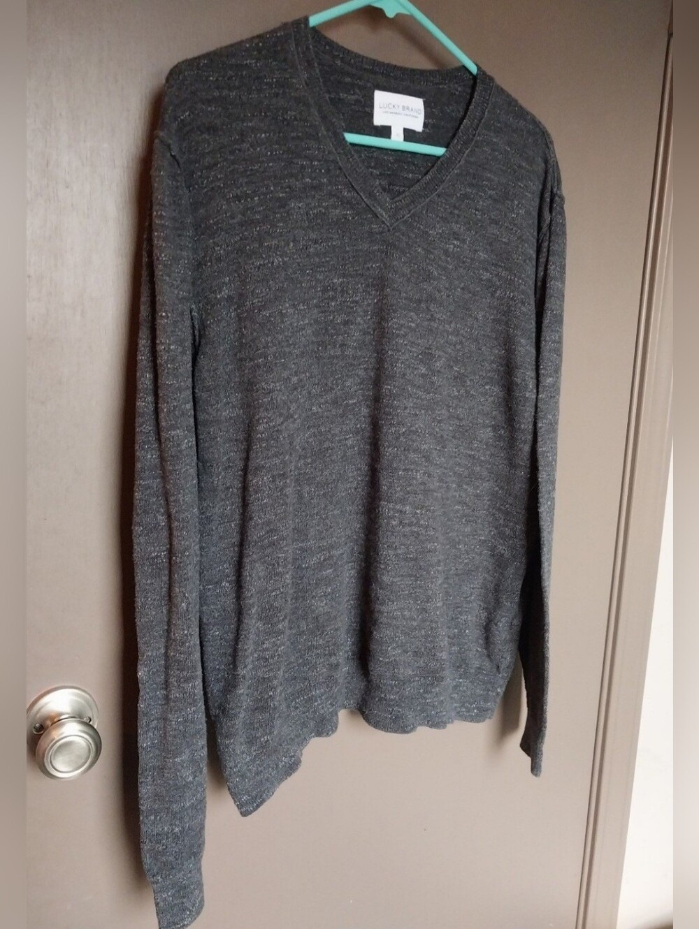 Lucky Brand Dark Heather Gray V-Neck Sweater - Picture 2 of 5